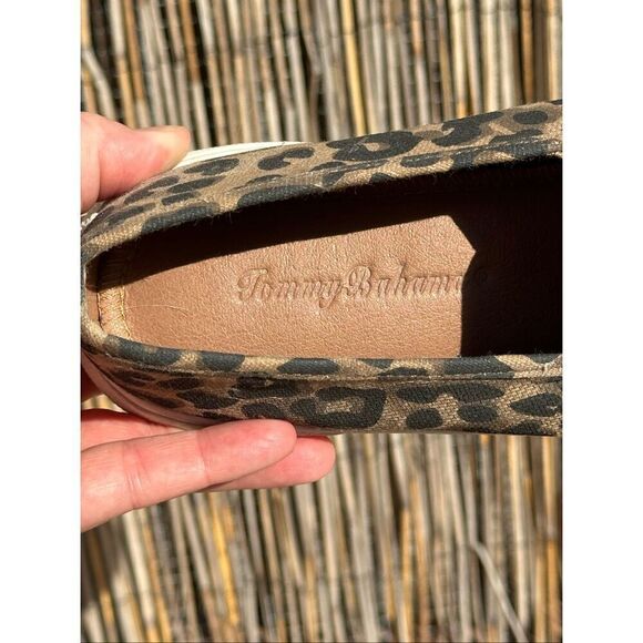 Tommy Bahama women's leopard print brown black canvas slip-on loafers boat shoes - Picture 8 of 11